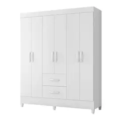 VEKKAHOME - Clóset Mobi 6 Puerta(s) 2 Cajón(es) 4 Repisa(s) 147x181x47 cm Blanco