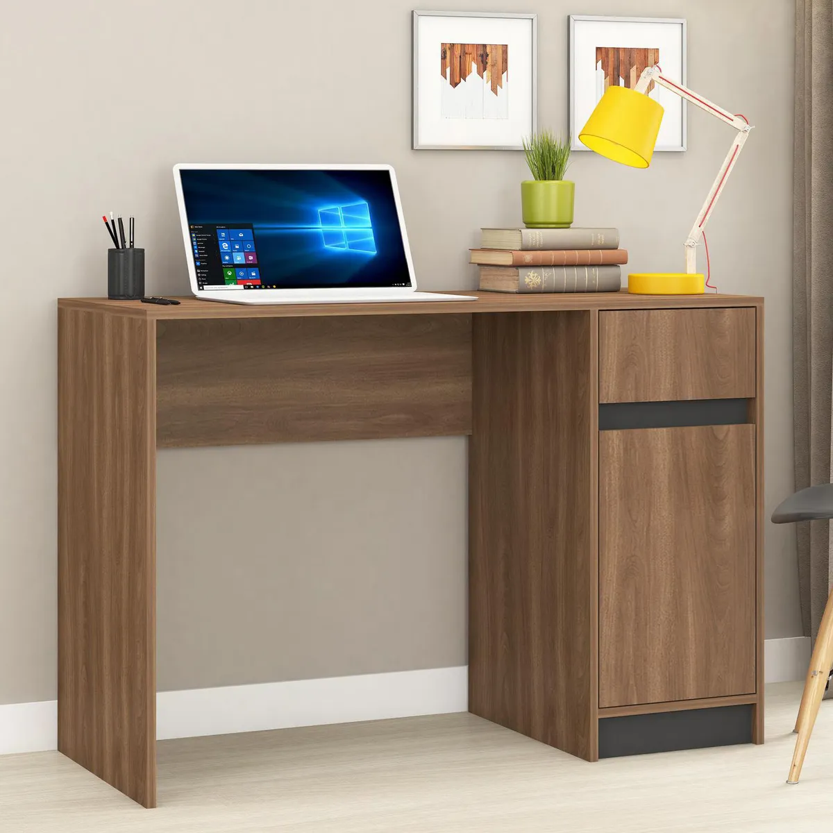 VEKKAHOME - Escritorio Morada Gris 109x75x45.1 cm