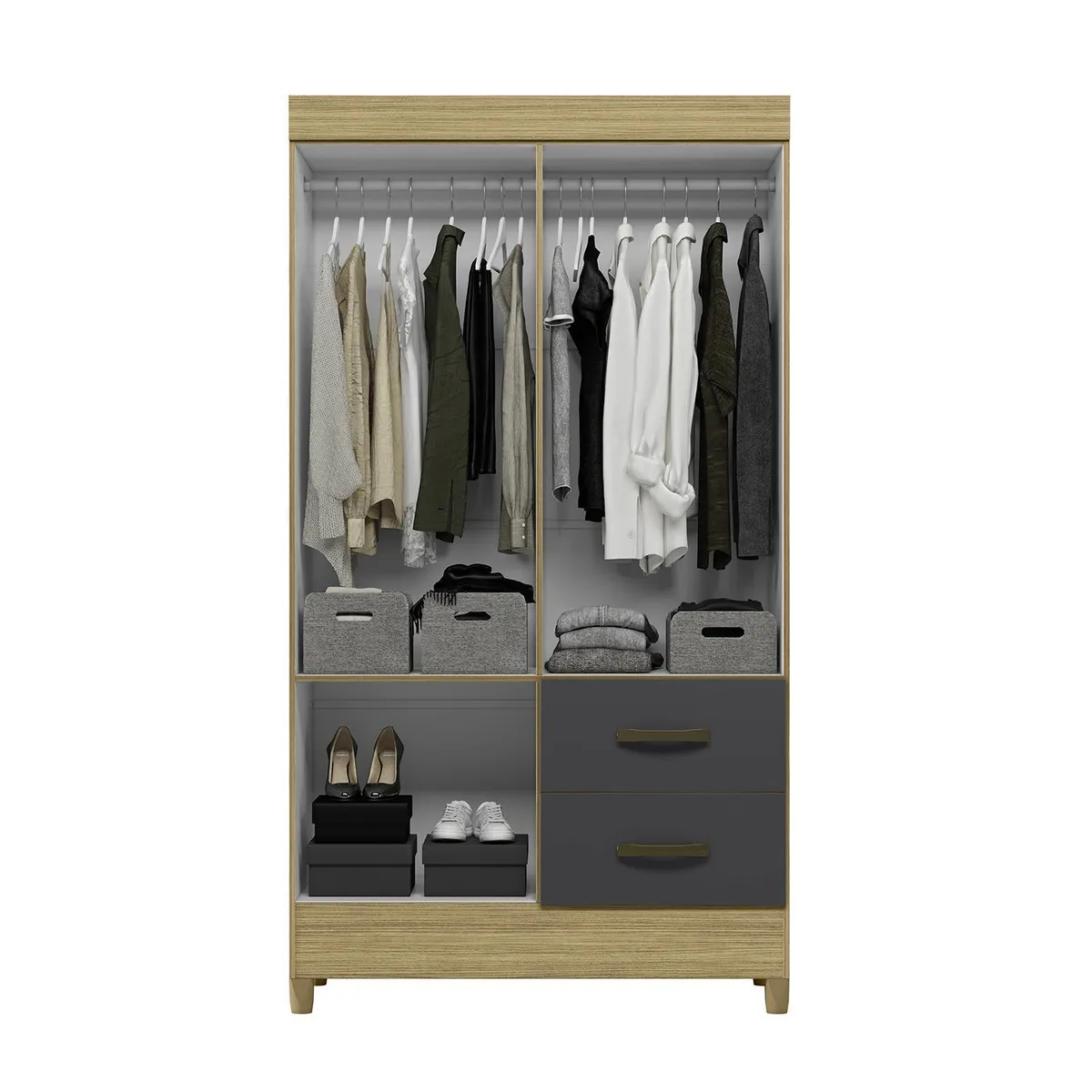 VEKKAHOME - Combo mobi 4p+6p 147x47x181 cm gris