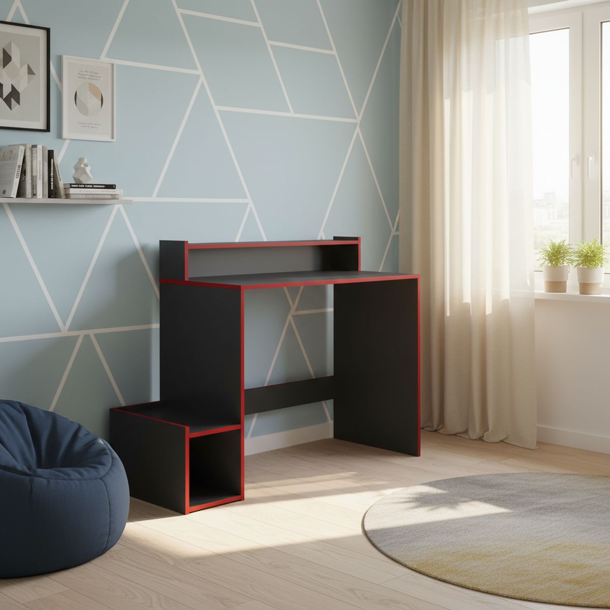 VEKKAHOME - Escritorio Grafo Gris 115.5x90x54 cm