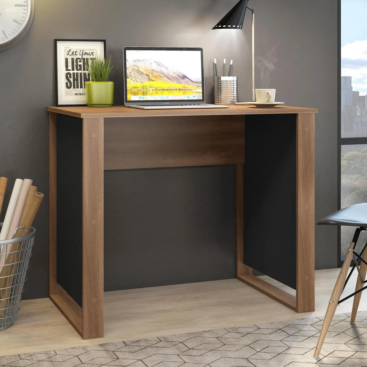 VEKKAHOME - Escritorio Office Gris 90x75x54 cm