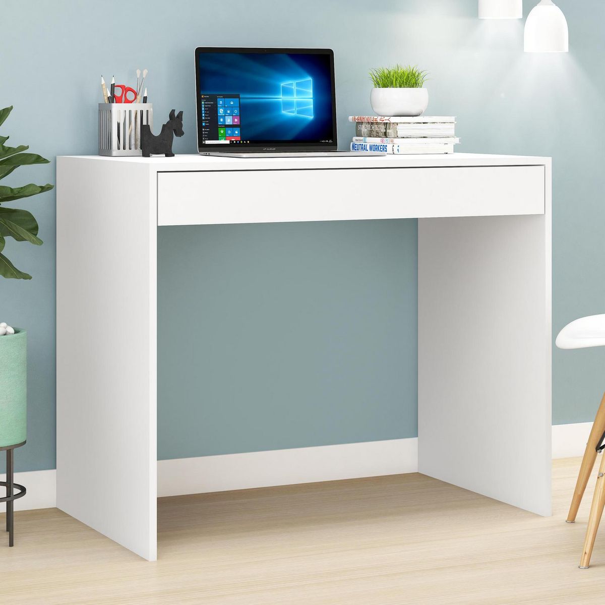 VEKKAHOME - Escritorio Sparrow Blanco 90x75x54 cm