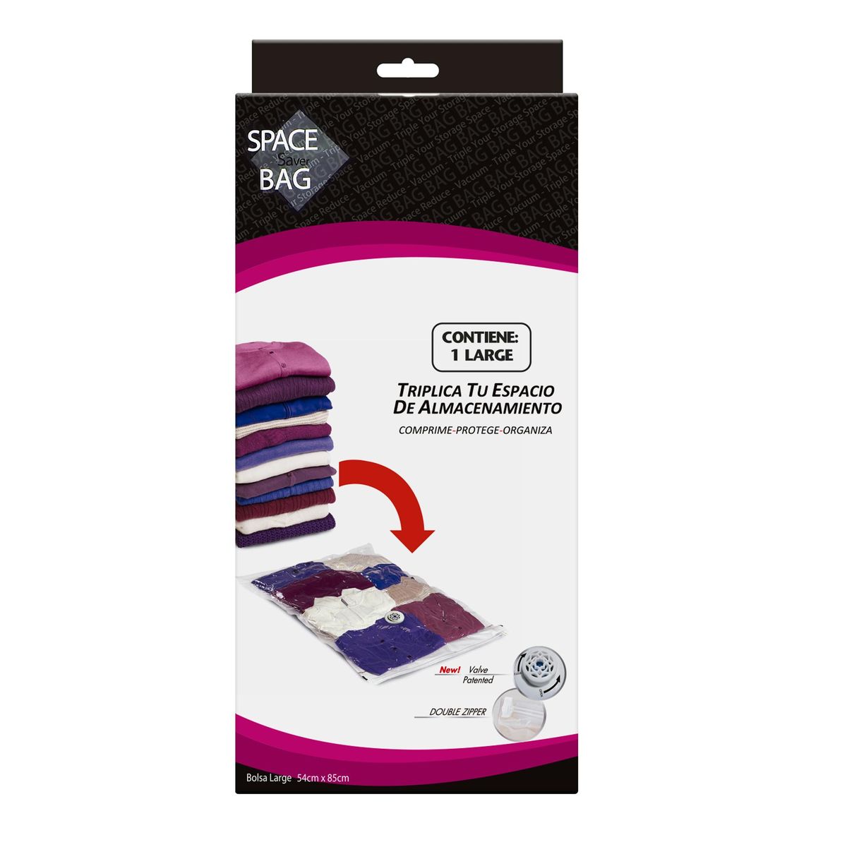 SPACE BAG - Bolsa Almacenaje al Vacío 50x50x60 cm Transparente