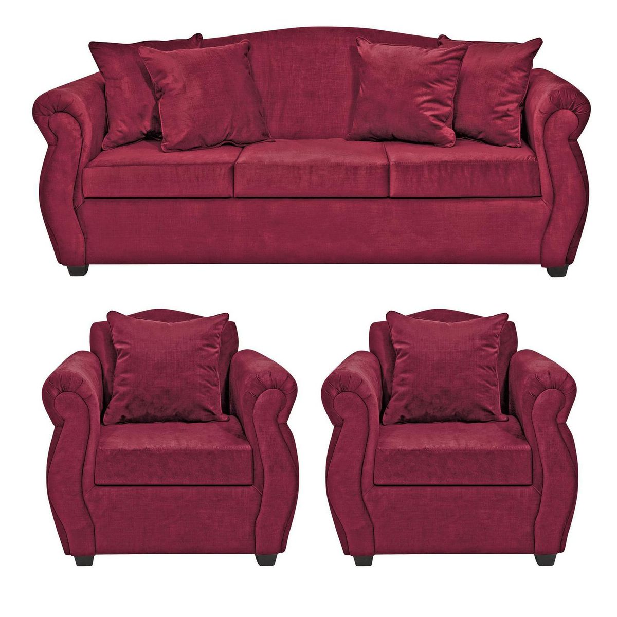 INTERMUEBLES - Living 3 cuerpos Violeta 210x93x83 cm Burdeo