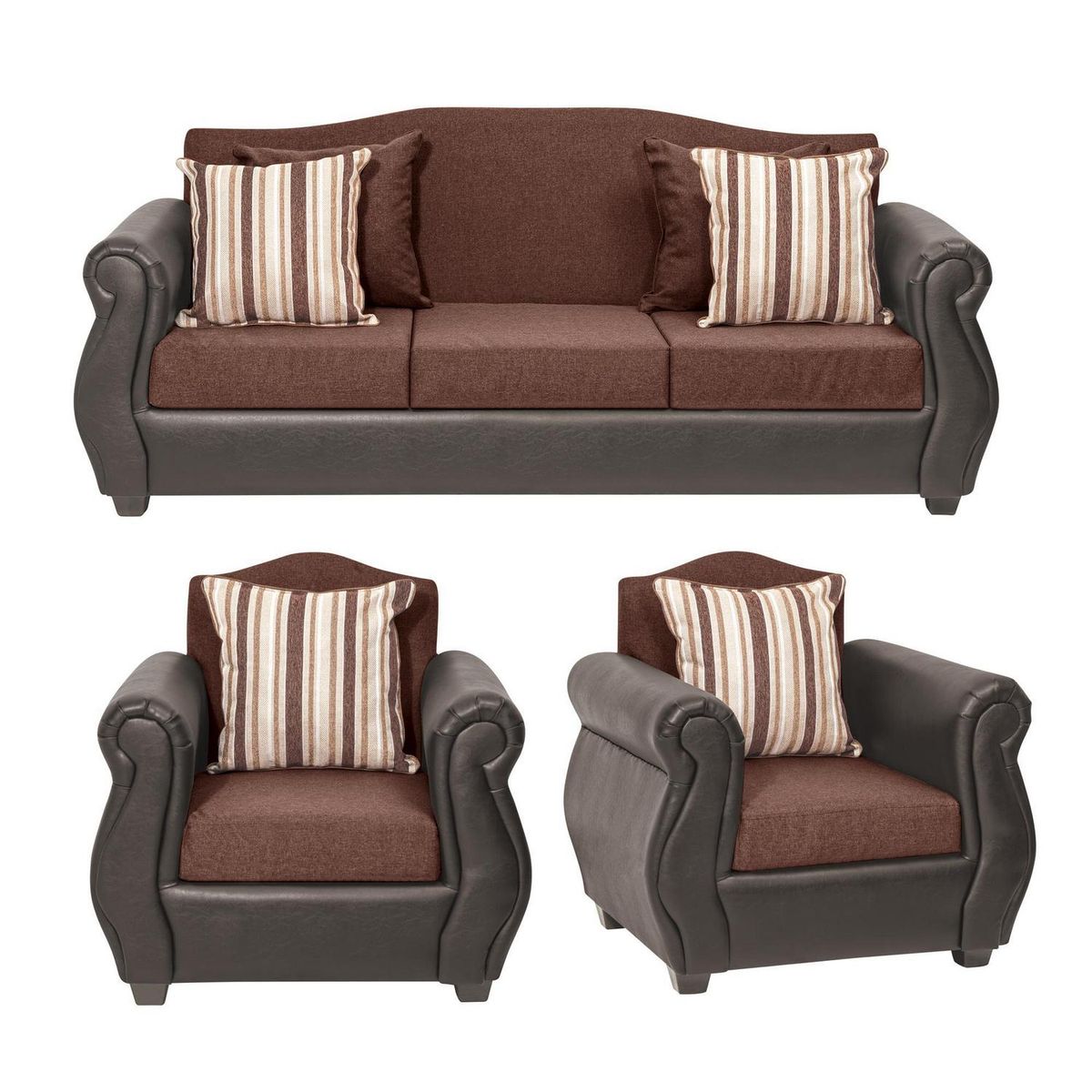 INTERMUEBLES - Living 3 cuerpos Violeta 210x93x83 cm Chocolate