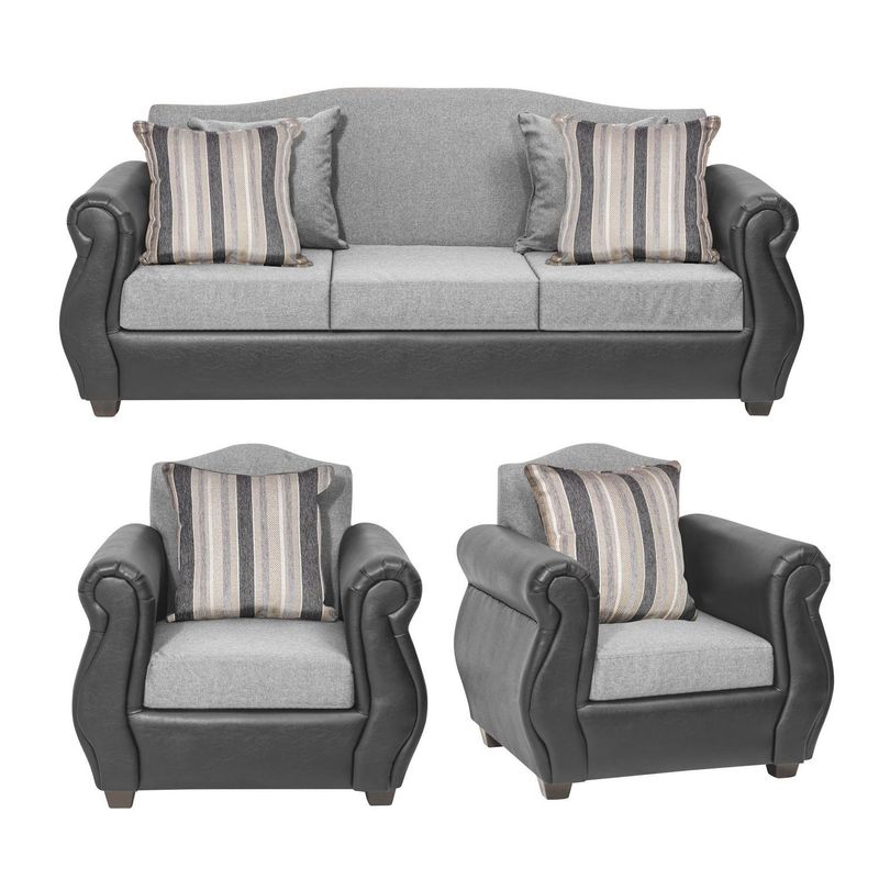 INNOVAMUEBLES - Living 5 cuerpos Violeta 210x93x83 cm Gris Claro