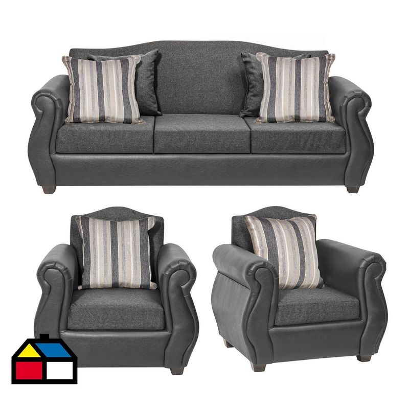 INNOVAMUEBLES - Living 5 cuerpos Violeta 210x93x83 cm Gris Oscuro