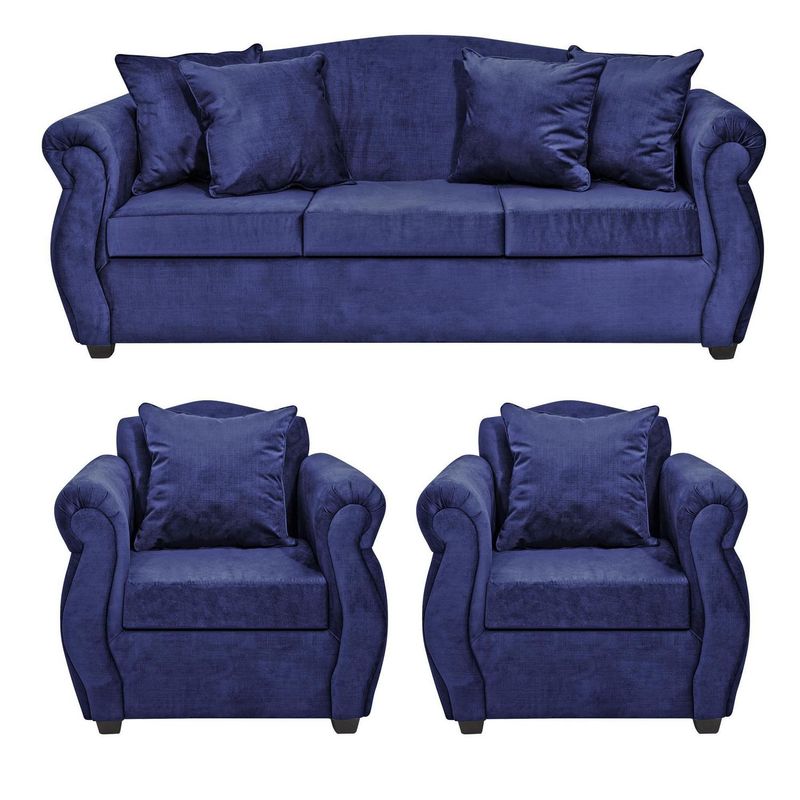 INNOVAMUEBLES - Living 3 cuerpos Violeta 210x93x83 cm Azul