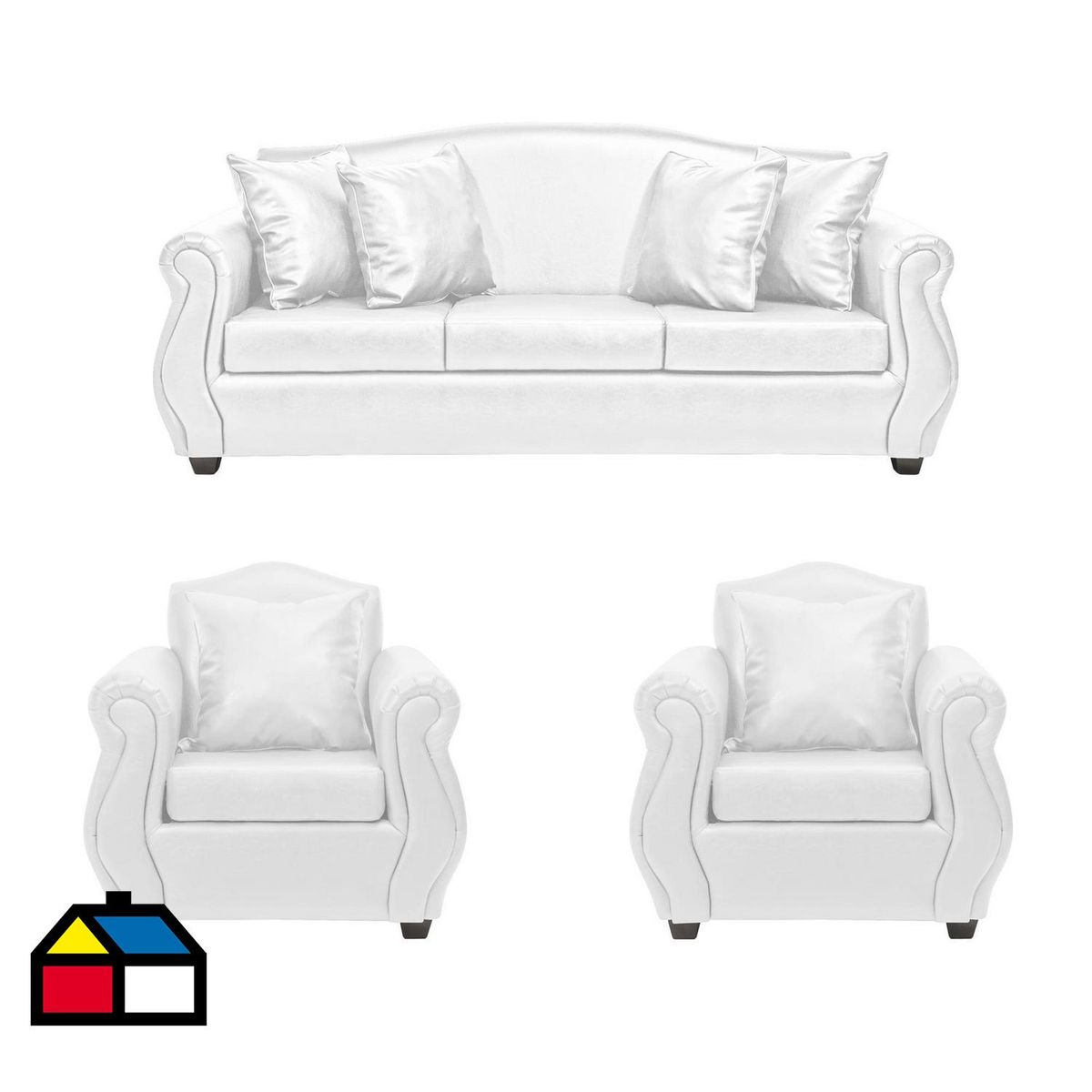 INTERMUEBLES - Living 5 cuerpos Violeta 210x93x83 cm Blanco