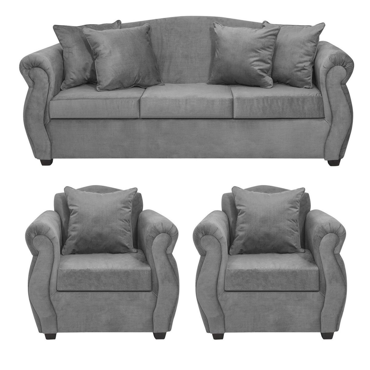 INTERMUEBLES - Living 3 cuerpos Violeta 210x93x83 cm Gris