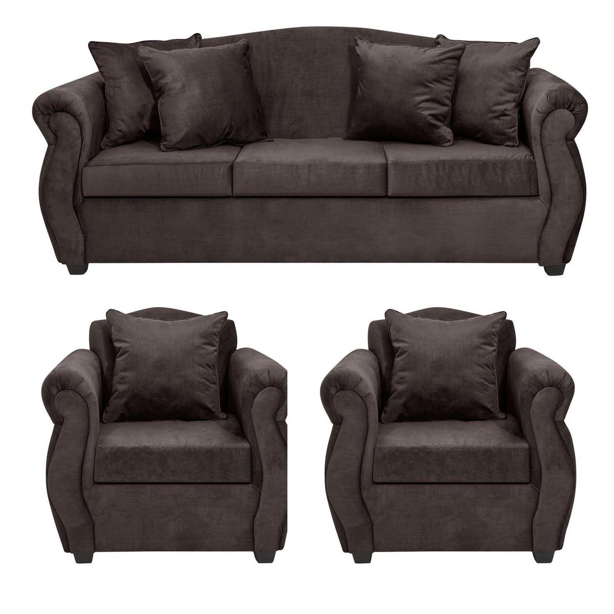 INTERMUEBLES - Living 3 cuerpos Violeta 210x93x83 cm Chocolate