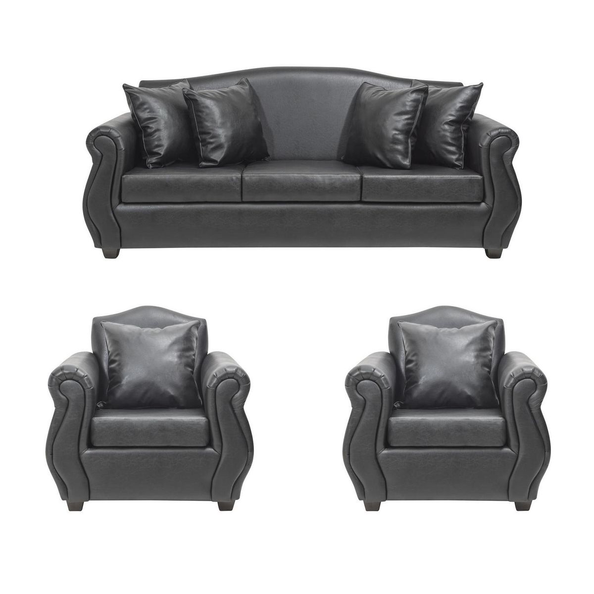 INTERMUEBLES - Living 3 cuerpos Violeta 210x93x83 cm Negro