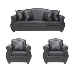 INNOVAMUEBLES - Living 3 cuerpos Violeta 210x93x83 cm Negro