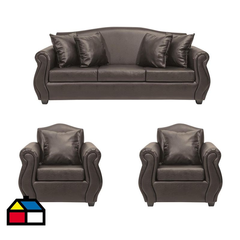 INNOVAMUEBLES - Living 5 cuerpos Violeta 210x93x83 cm Café Envejecido