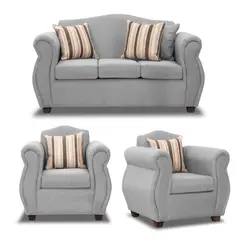 INNOVAMUEBLES - Living 3 cuerpos Violeta 157x93x83 cm Gris Claro