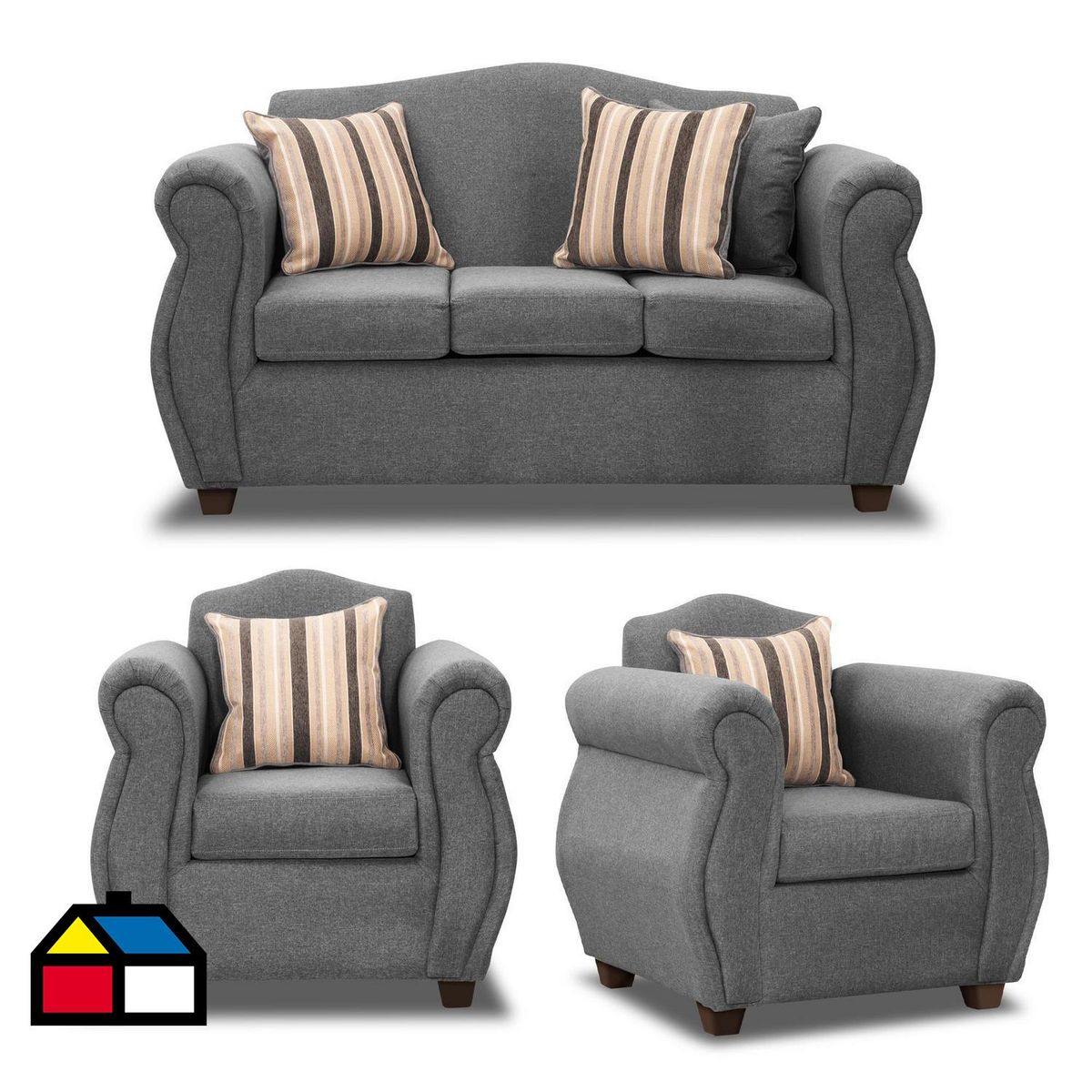 INTERMUEBLES - Living 5 cuerpos Violeta 157x93x83 cm Gris Oscuro