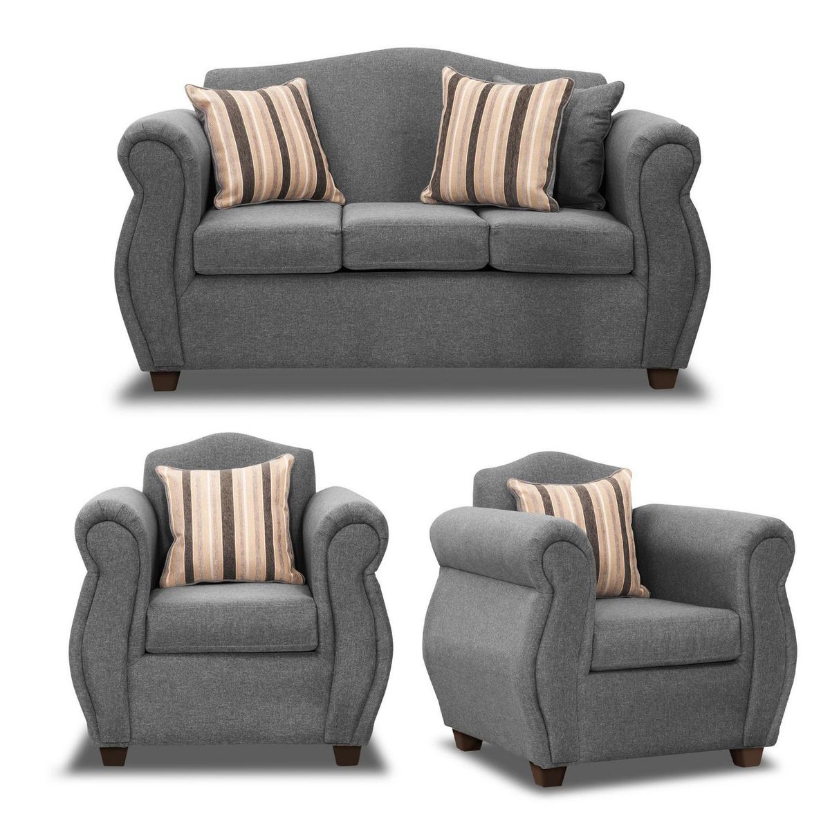 INTERMUEBLES - Living 5 cuerpos Violeta 157x93x83 cm Gris