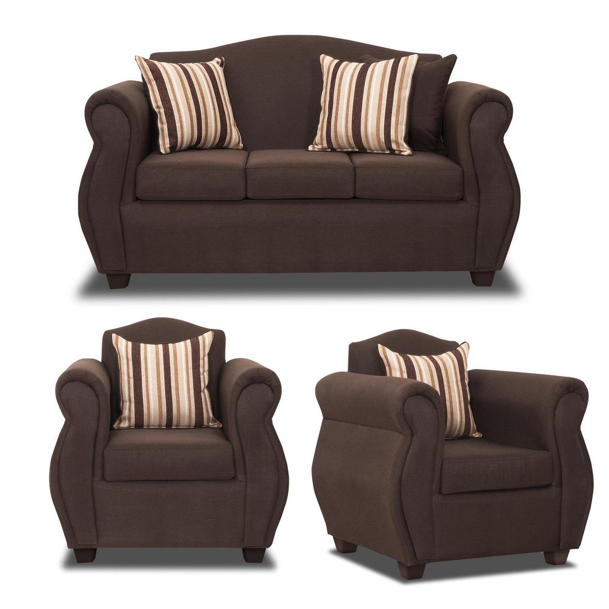 INTERMUEBLES - Living 3 cuerpos Violeta 150x93x83 cm Chocolate