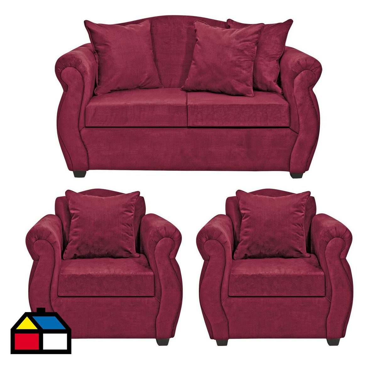 INTERMUEBLES - Living 4 cuerpos Violeta 150x93x83 cm Burdeo