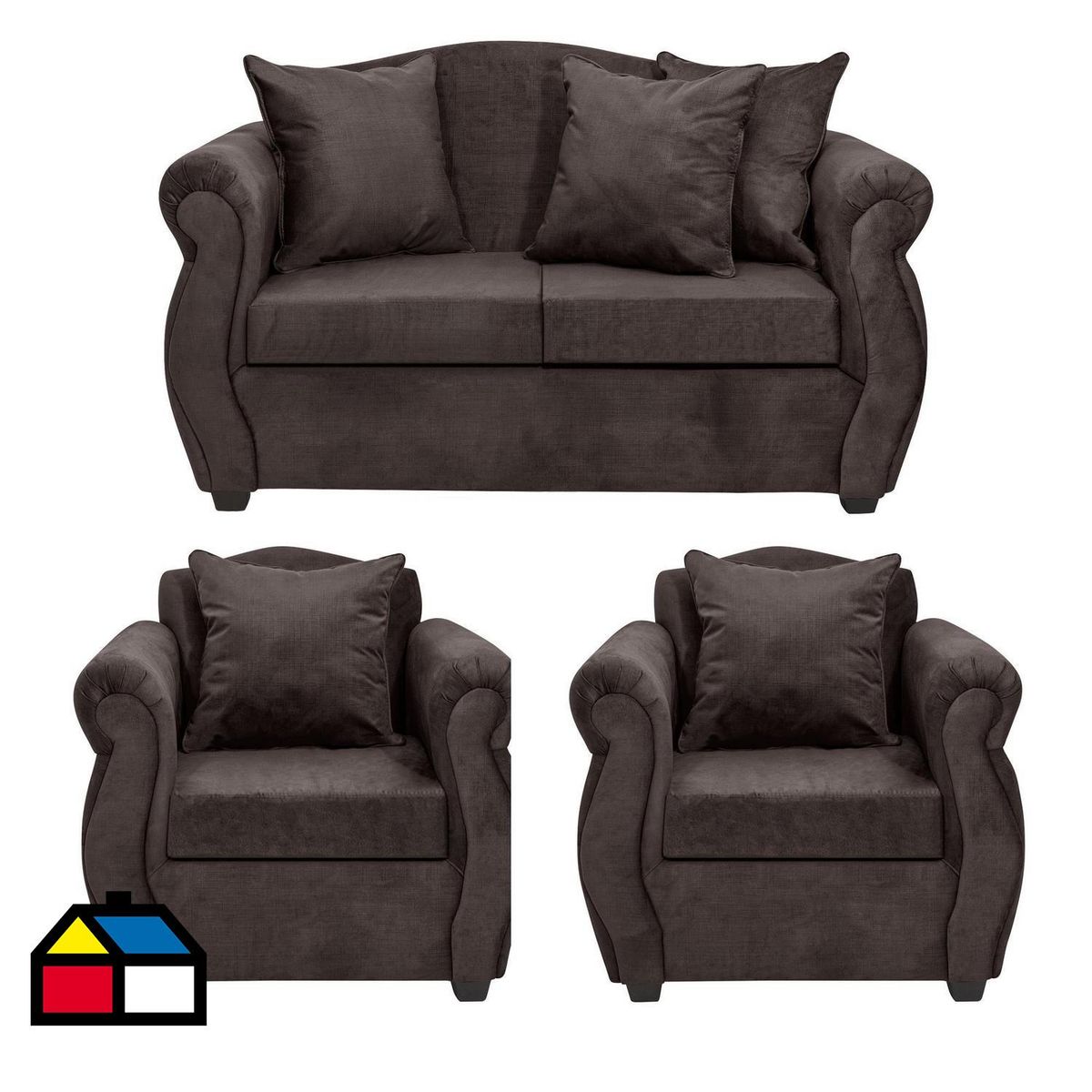 INTERMUEBLES - Living 4 cuerpos Violeta 150x93x83 cm Chocolate