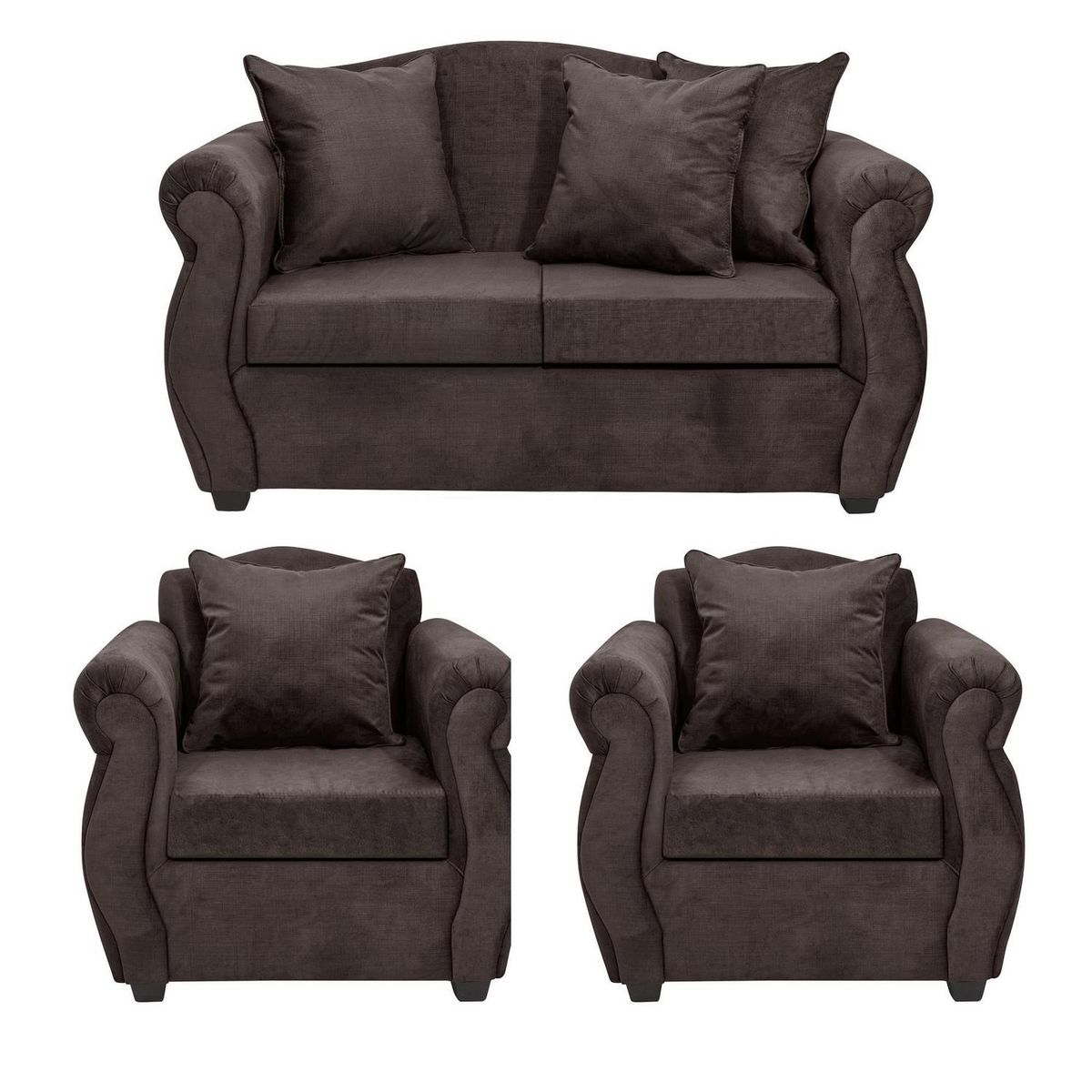 INTERMUEBLES - Living 4 cuerpos Violeta 150x93x83 cm Chocolate