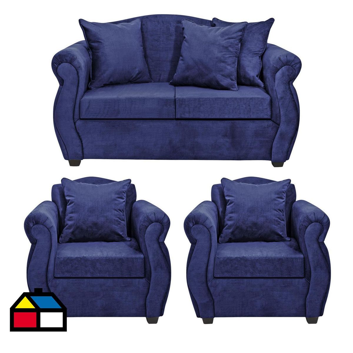 INTERMUEBLES - Living 4 cuerpos Violeta 150x93x83 cm Azul