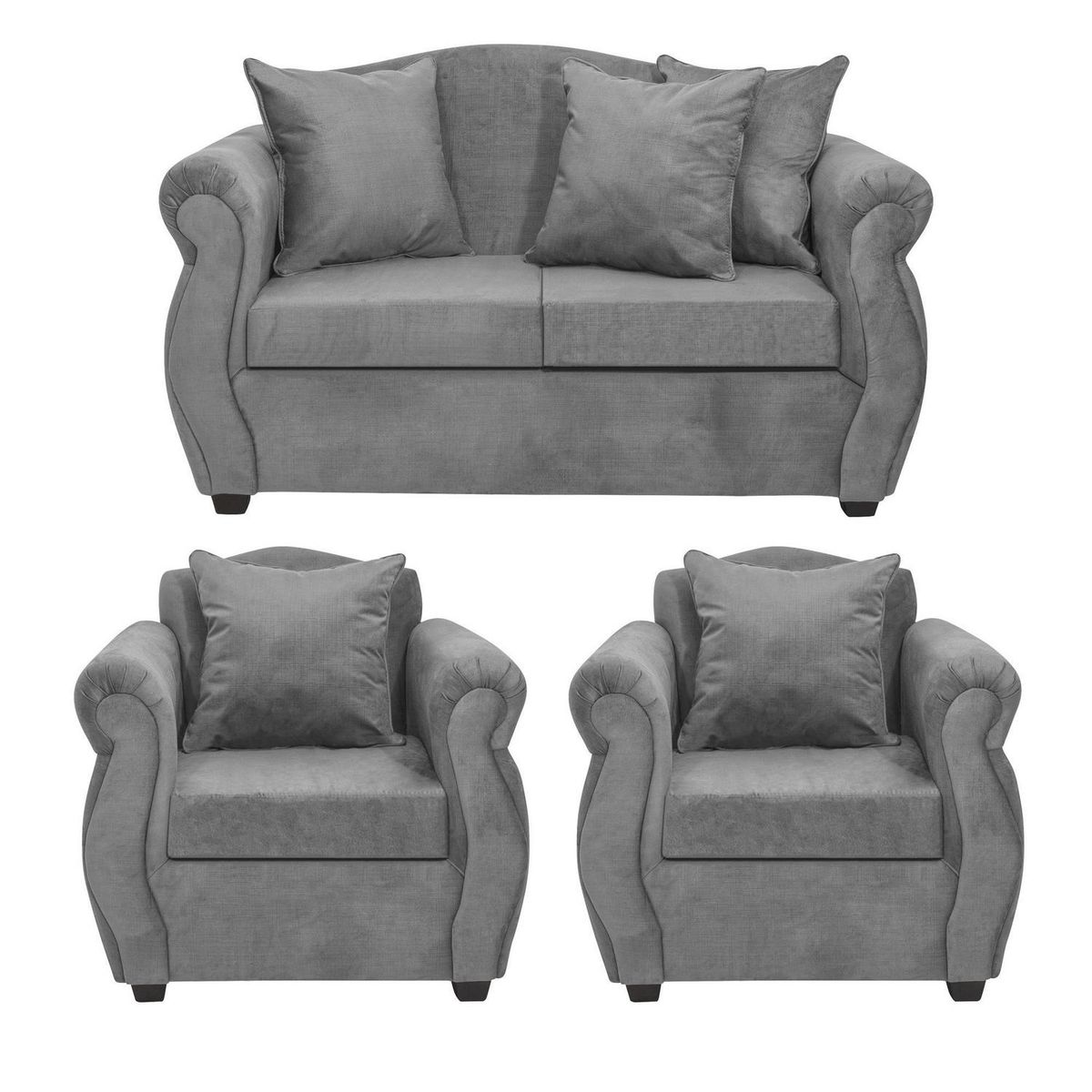 INTERMUEBLES - Living 4 cuerpos Violeta 150x93x83 cm Gris