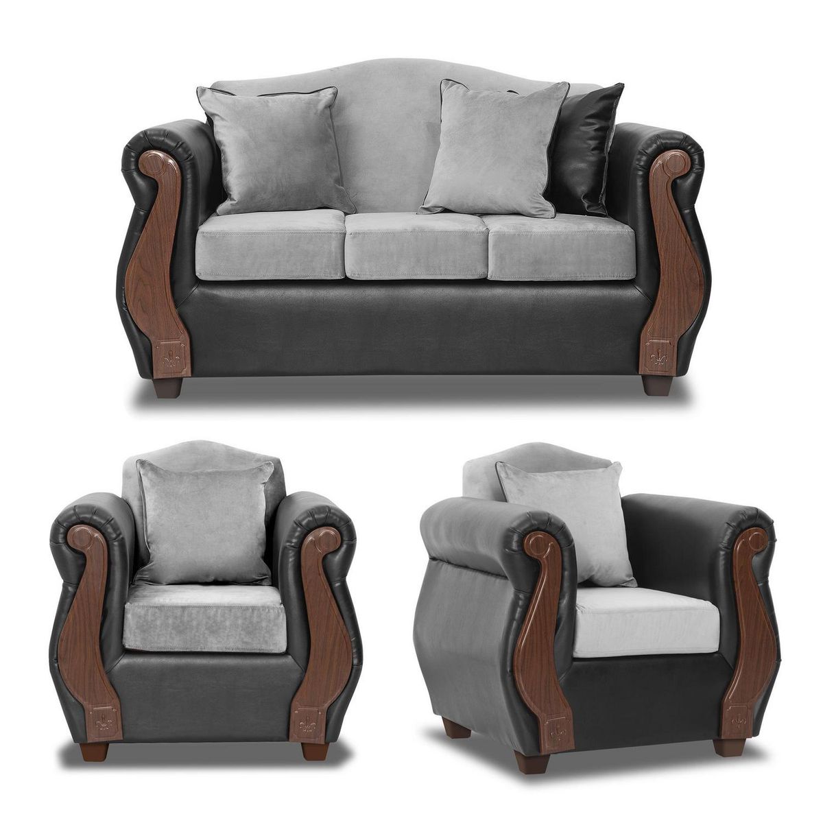 INTERMUEBLES - Living 5 cuerpos New Bugambilia 157x93x83 cm Gris