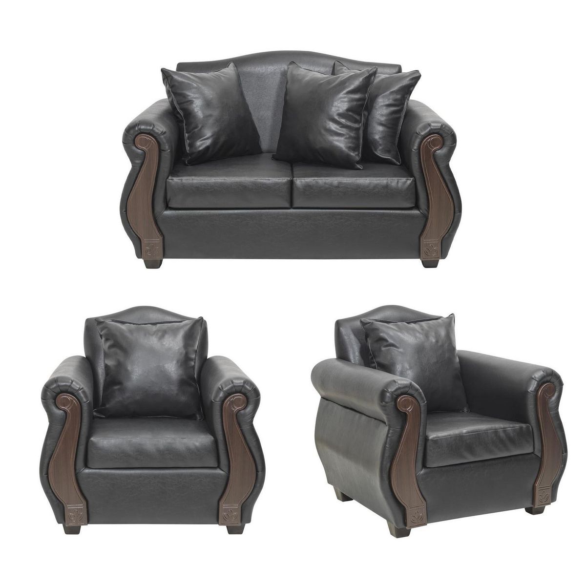 INTERMUEBLES - Living 4 cuerpos New Bugambilia 150x93x83 cm Negro