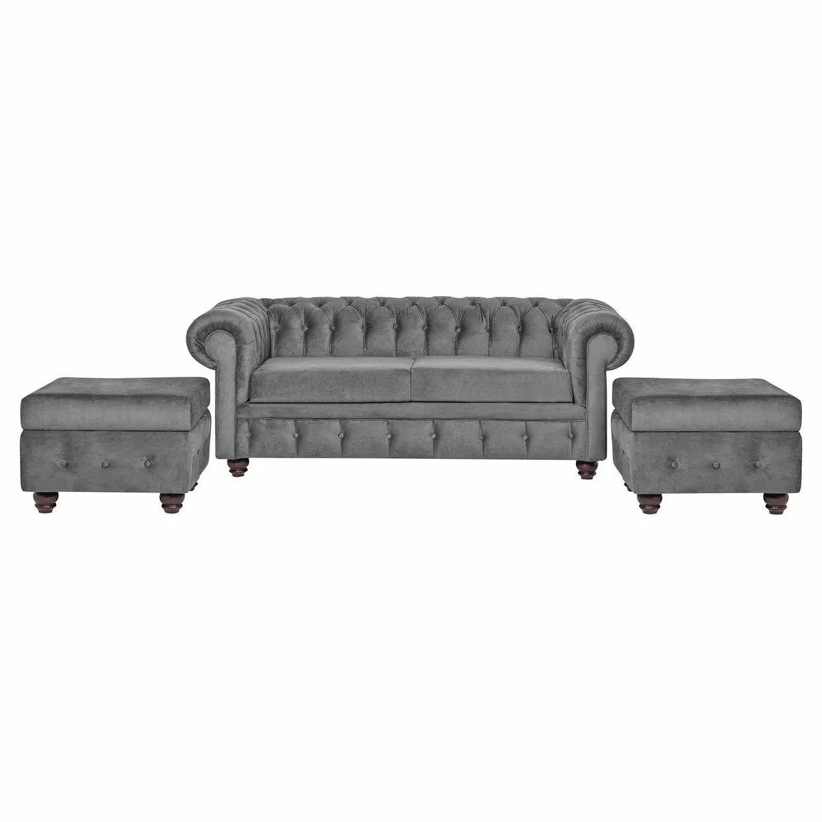 INTERMUEBLES - Living 3 cuerpos Manchester 200x80x95 cm Gris