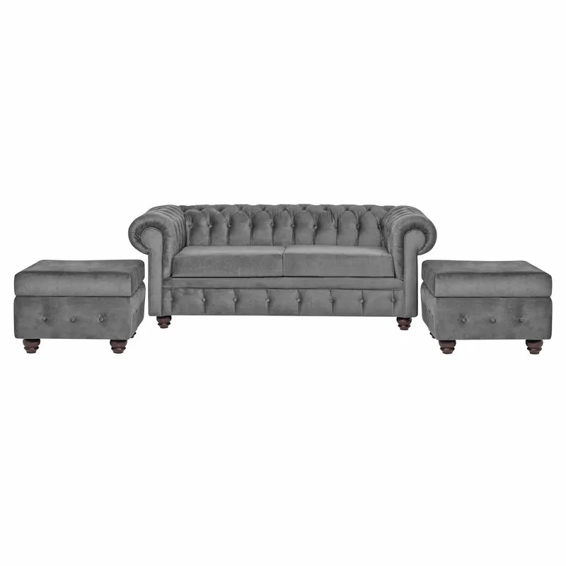 INTERMUEBLES - Living 3 cuerpos Manchester 200x80x95 cm Gris