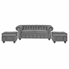 INNOVAMUEBLES - Living 3 cuerpos Manchester 200x80x95 cm Gris
