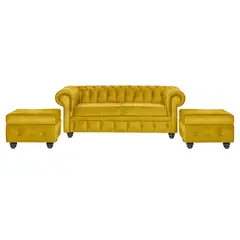 INTERMUEBLES - Living 5 cuerpos Manchester 200x80x95 cm Amarillo