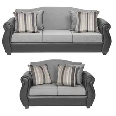 INNOVAMUEBLES - Living 3 cuerpos Violeta 210x93x83 cm Gris Claro
