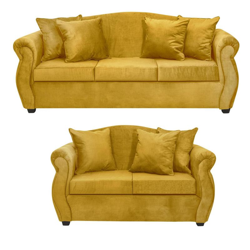 INNOVAMUEBLES - Living 5 cuerpos Violeta 210x93x83 cm Mostaza
