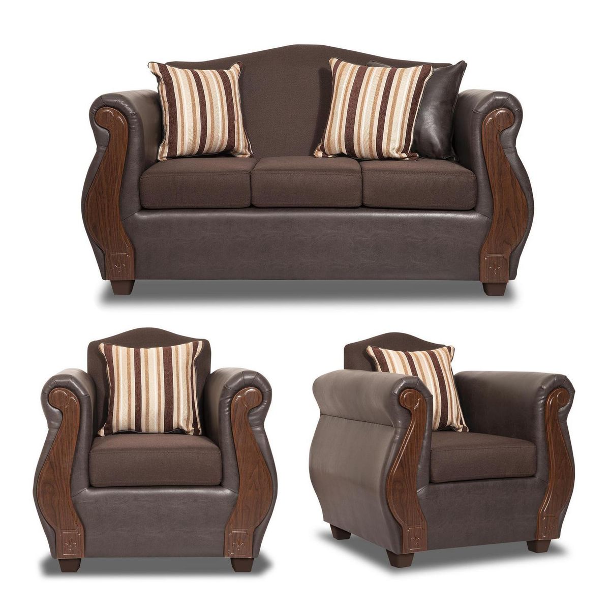 INTERMUEBLES - Living 3 cuerpos New Bugambilia 157x93x83 cm Chocolate