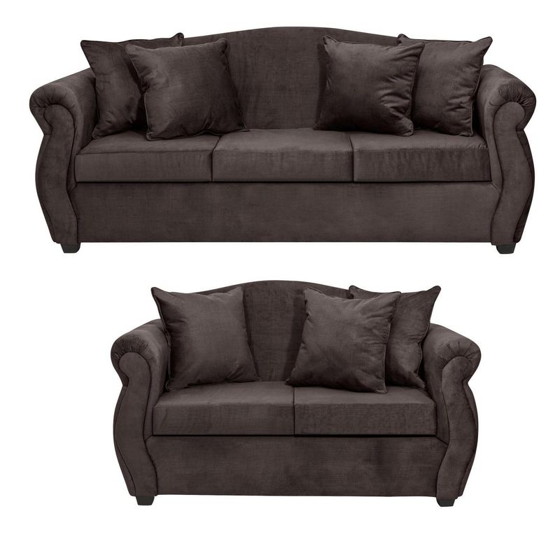 INNOVAMUEBLES - Living 3 cuerpos Violeta 210x93x83 cm Chocolate