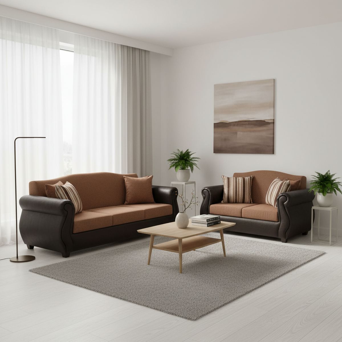 INTERMUEBLES - Living 5 cuerpos Violeta 210x93x83 cm Beige