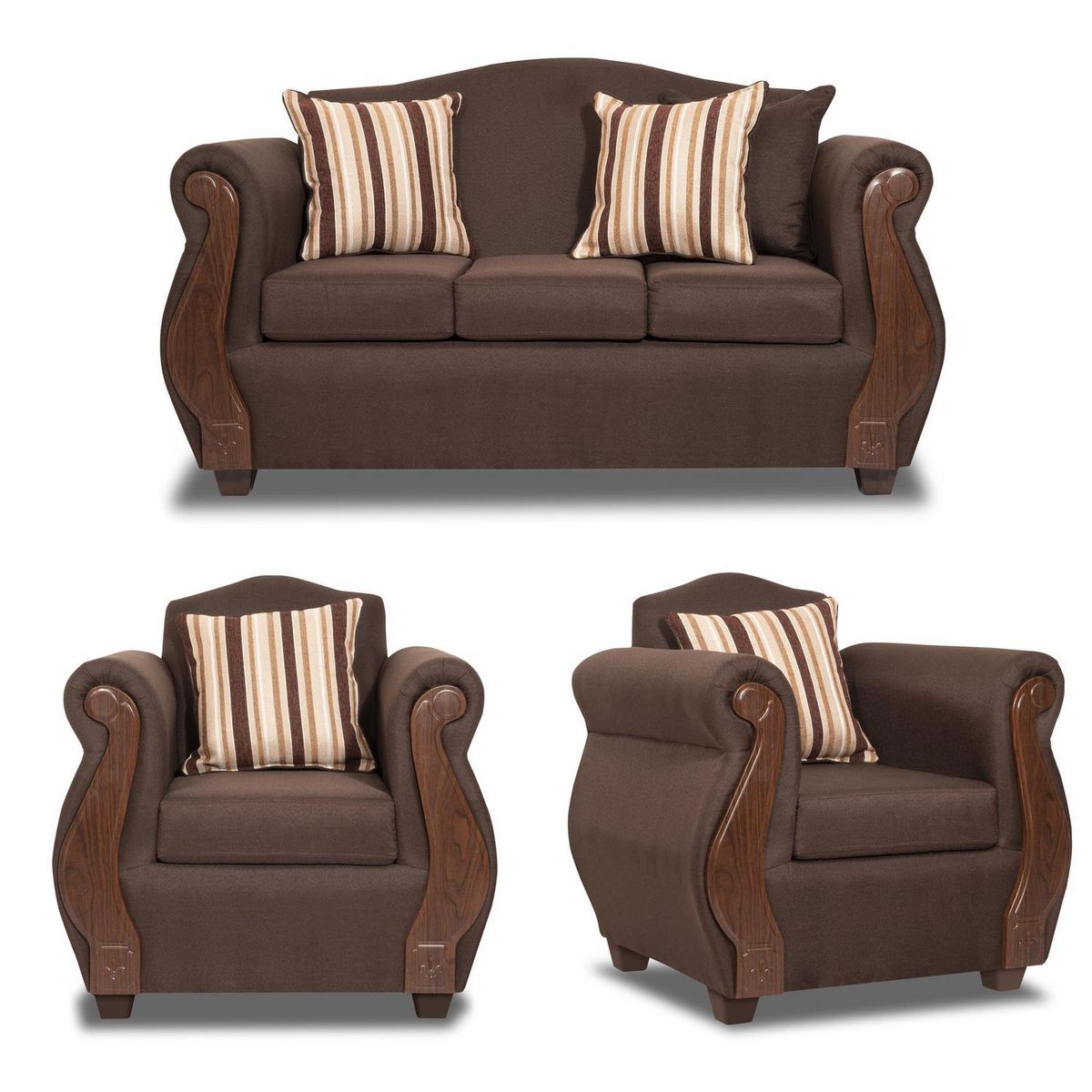INTERMUEBLES - Living 3 cuerpos New Bugambilia 157x93x80 cm Chocolate