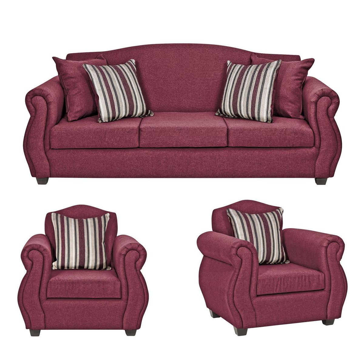 INTERMUEBLES - Living 5 cuerpos Violeta 210x93x83 cm Burdeo