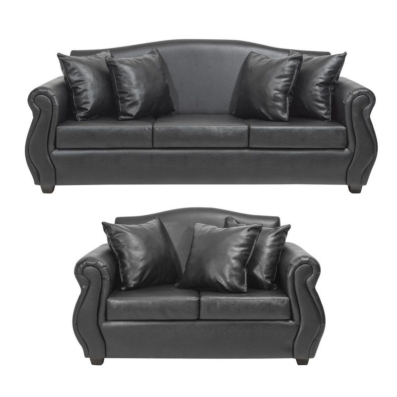 INNOVAMUEBLES - Living 3 cuerpos Violeta 210x93x83 cm Negro