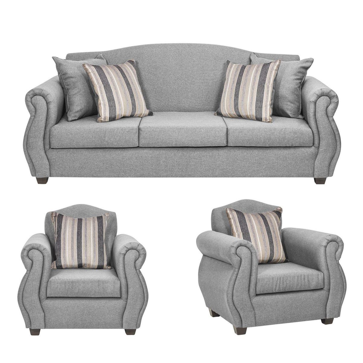 INTERMUEBLES - Living 5 cuerpos Violeta 210x93x83 cm Gris Claro