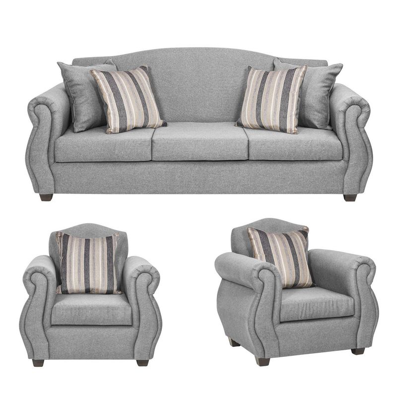 INNOVAMUEBLES - Living 5 cuerpos Violeta 210x93x83 cm Gris Claro