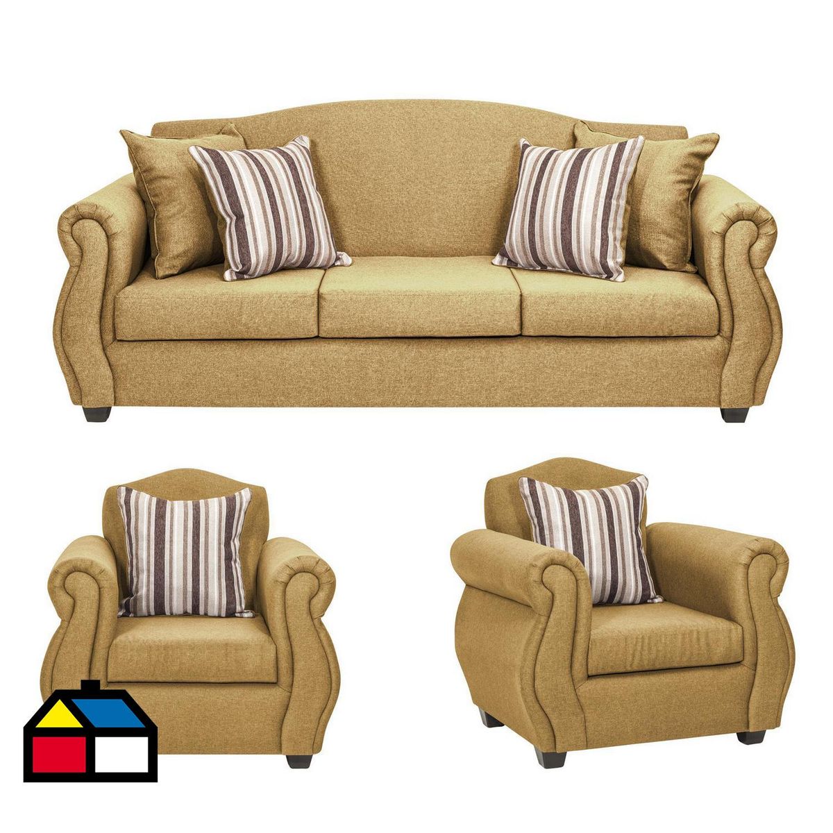 INTERMUEBLES - Living 5 cuerpos Violeta 210x93x83 cm Oro