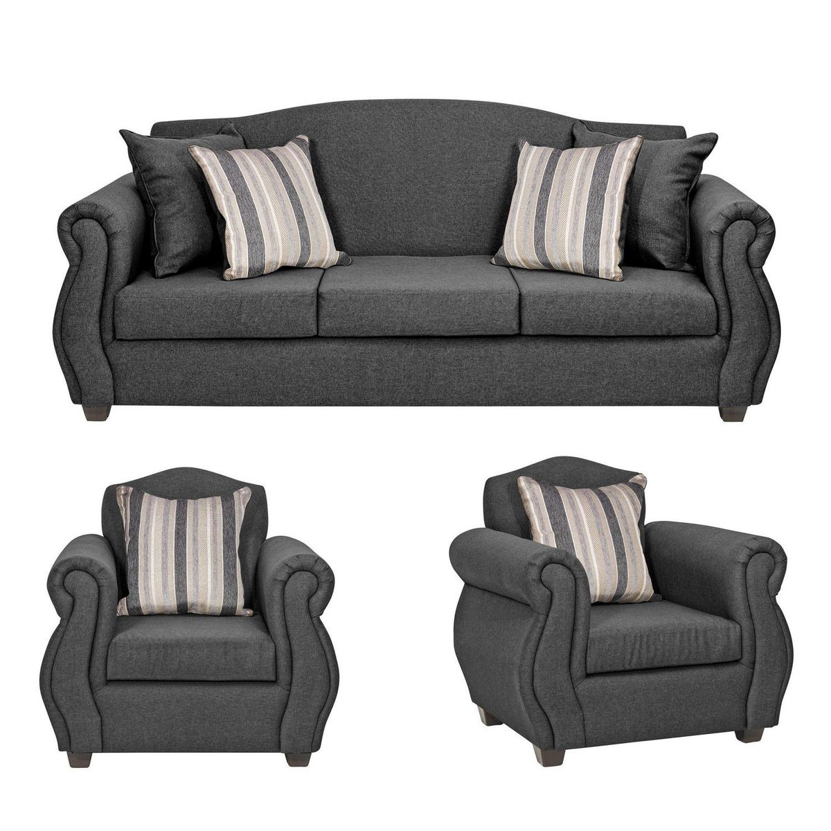 INTERMUEBLES - Living 5 cuerpos Violeta 210x93x83 cm Gris