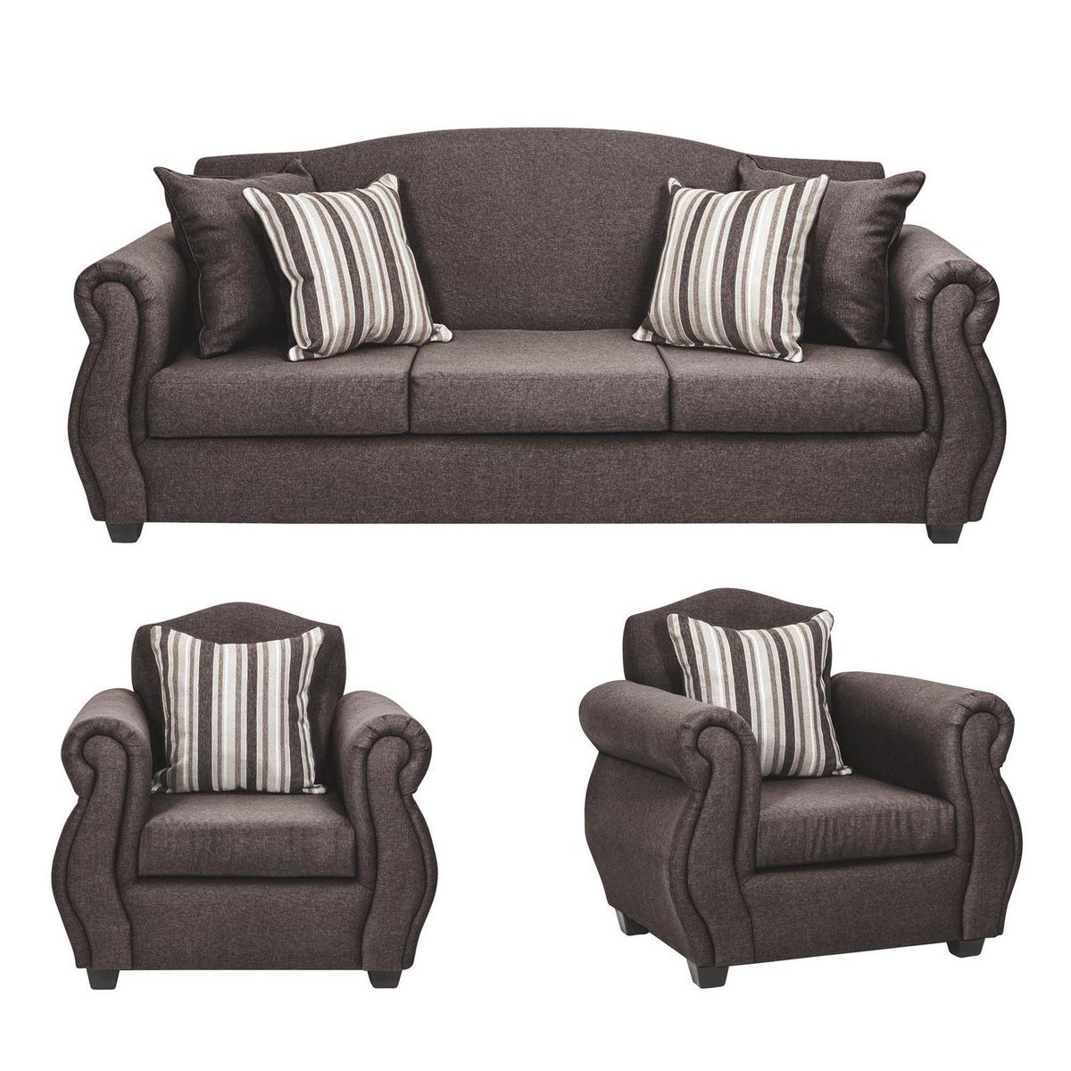 INTERMUEBLES - Living 3 cuerpos Violeta 210x93x83 cm Chocolate