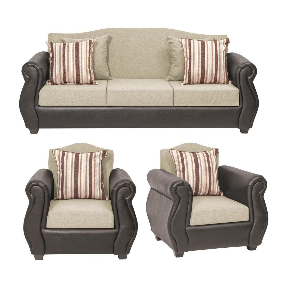 INTERMUEBLES - Living 3 cuerpos Violeta 210x93x83 cm Beige