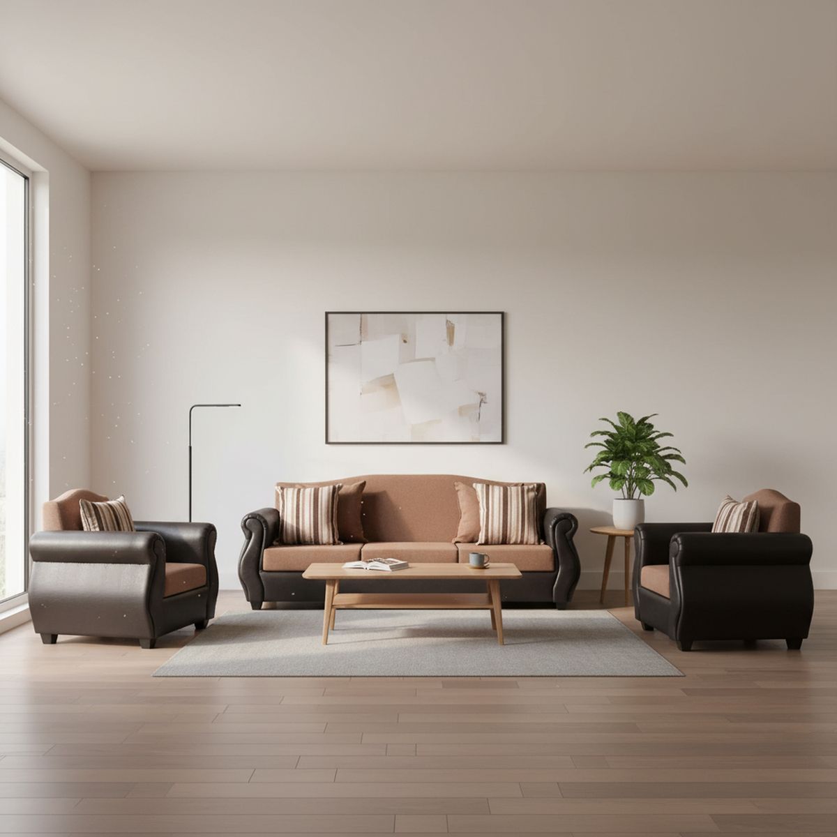 INTERMUEBLES - Living 5 cuerpos Violeta 210x93x83 cm Café Claro