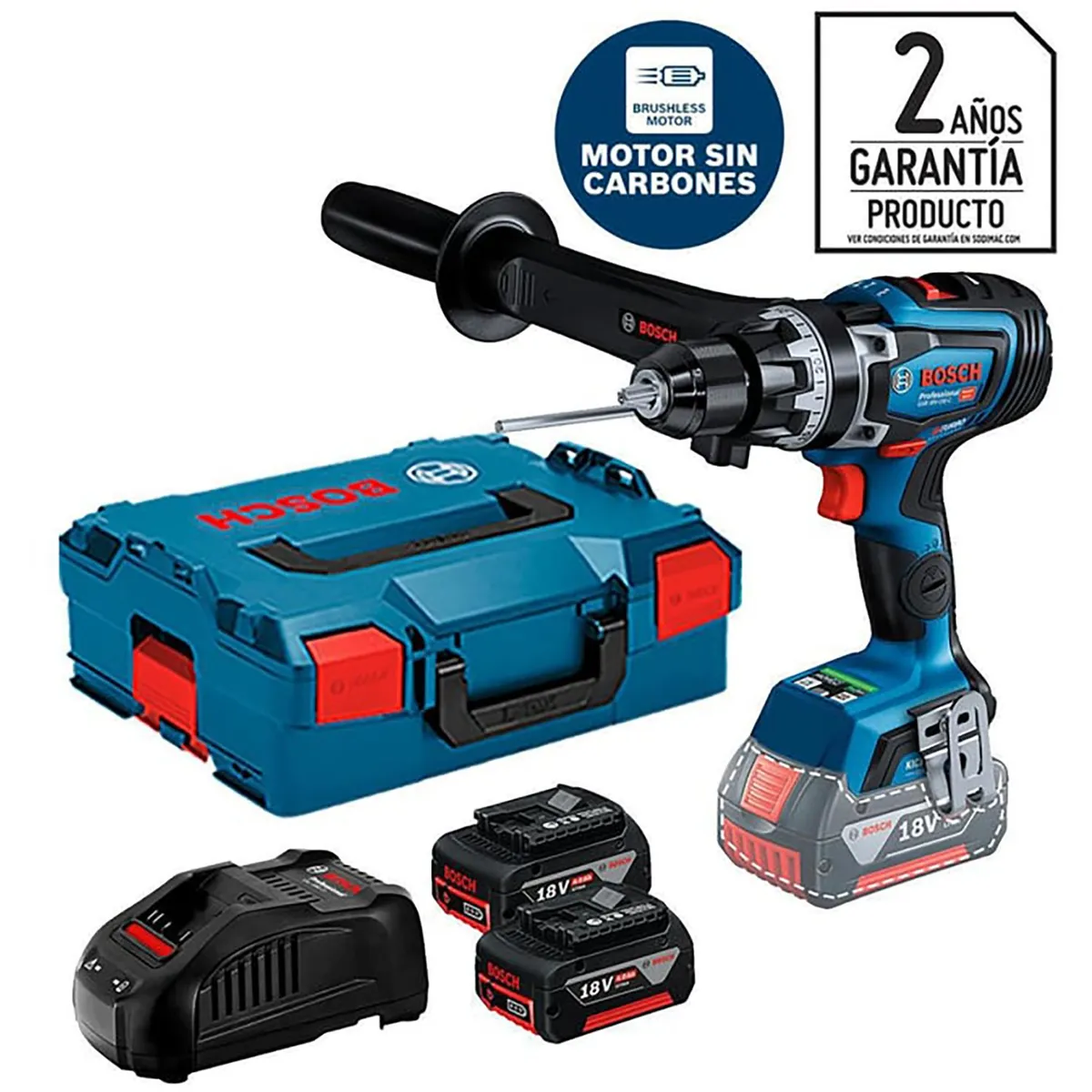 BOSCH - Taladro inalámbrico atornillador de impacto 13 mm 18V + 2 baterías