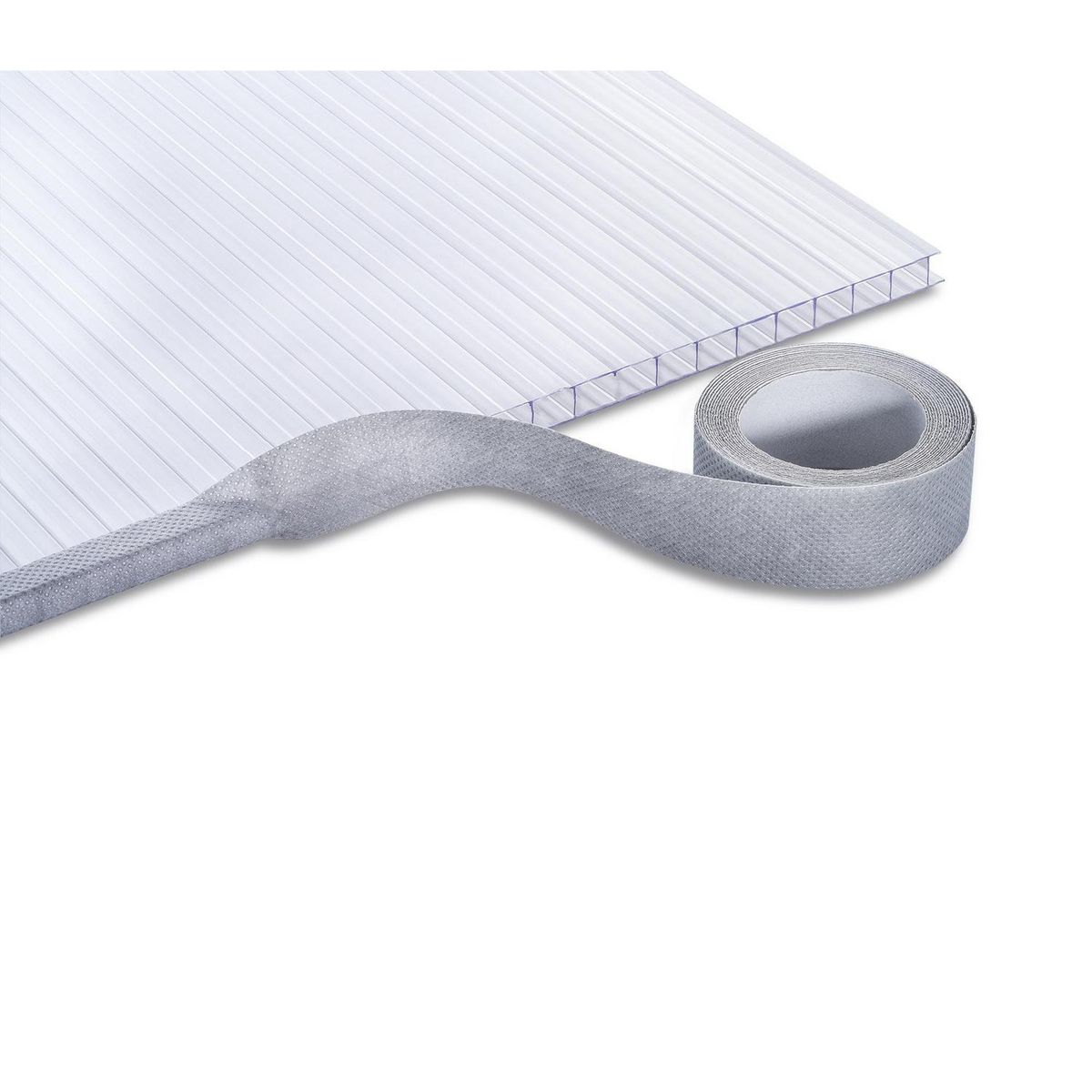 FEMOGLAS - Cinta Selladora Doble Función para Policarbonato 11m X 25mm Gris